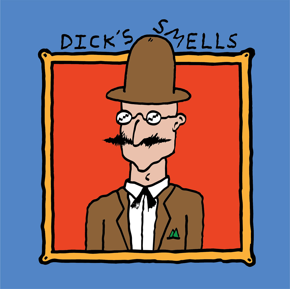 'Dick's Smells' perfume logo, 2026. Indian ink + Illustrator.