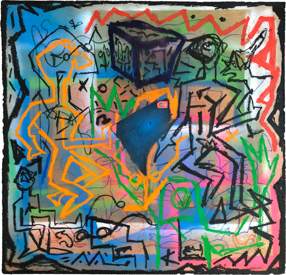 Untitled 7, 2021. Oil + pastel on wood.