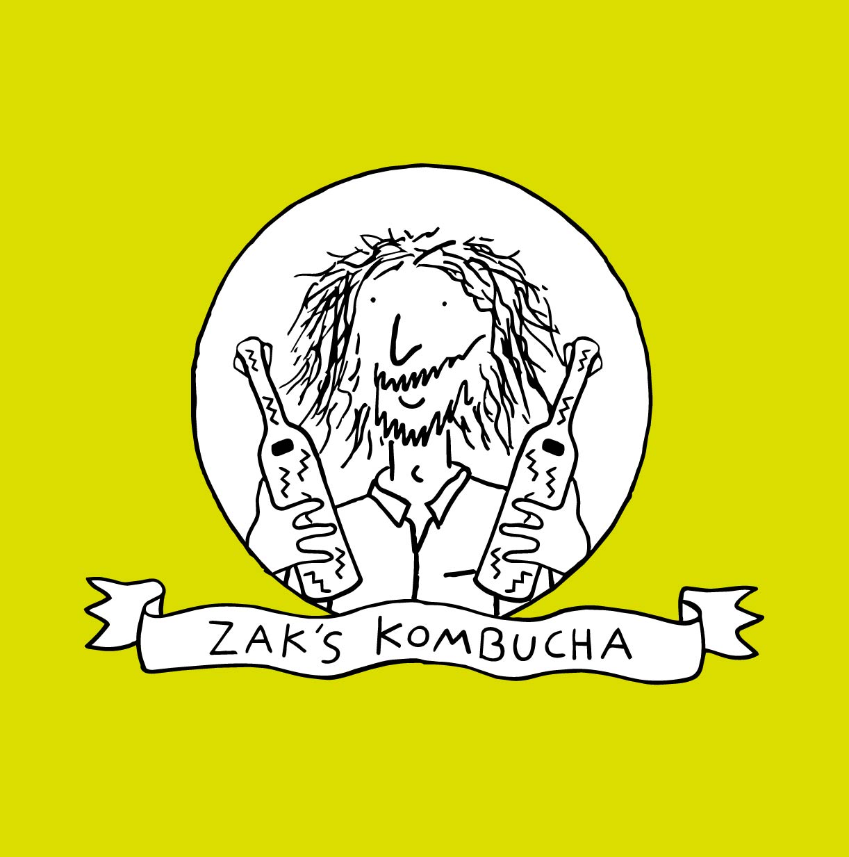 'Zak's Kombucha' logo, 2021. Indian ink + Illustrator.